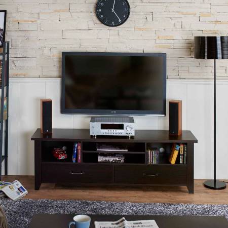 Простая конструкция функциональной ТВ-тумбы - Черный кофейный боб-цвет телевизионной стойки.
